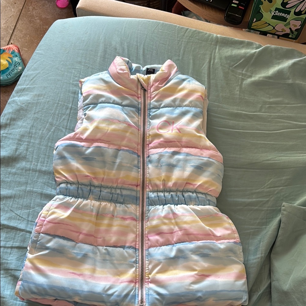 Calvin Klein Pastel Striped Puffer Vest